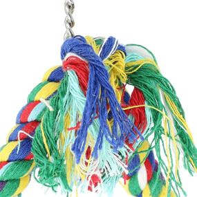 img 3 attached to 🦜 Colorful Cotton Rope Triangle Swing for Parrots - Ideal for Parrotlet, Cockatoo, Macaw, African Grey - Bonka Bird Toys