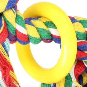 img 1 attached to 🦜 Colorful Cotton Rope Triangle Swing for Parrots - Ideal for Parrotlet, Cockatoo, Macaw, African Grey - Bonka Bird Toys