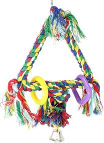 img 4 attached to 🦜 Colorful Cotton Rope Triangle Swing for Parrots - Ideal for Parrotlet, Cockatoo, Macaw, African Grey - Bonka Bird Toys