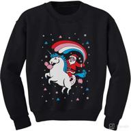 🎅 whimsical santa riding unicorn sweatshirt: cute ugly christmas long sleeve t-shirt for toddlers and kids логотип