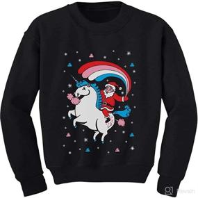 img 4 attached to 🎅 Whimsical Santa Riding Unicorn Sweatshirt: Cute Ugly Christmas Long Sleeve T-Shirt for Toddlers and Kids