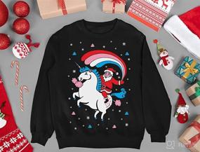 img 2 attached to 🎅 Whimsical Santa Riding Unicorn Sweatshirt: Cute Ugly Christmas Long Sleeve T-Shirt for Toddlers and Kids