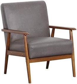 img 1 attached to Steel Grey Faux Leather Accent Chair With Wood Frame By Pulaski, 25" X 28" X 31