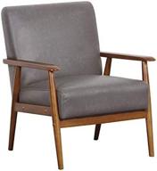steel grey faux leather accent chair with wood frame by pulaski, 25" x 28" x 31 logo
