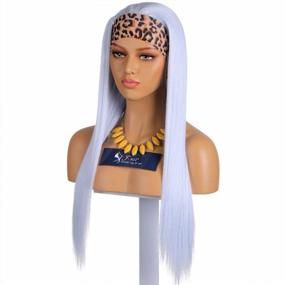img 1 attached to Pale Blue Non Lace Front Wig - FUHSI 22 Inch Long Straight Glueless Synthetic Headband Wig For Women