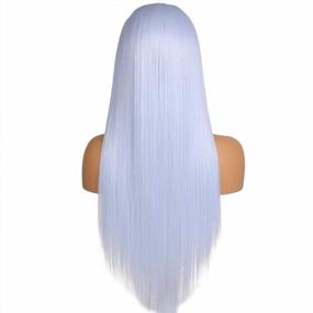 img 3 attached to Pale Blue Non Lace Front Wig - FUHSI 22 Inch Long Straight Glueless Synthetic Headband Wig For Women