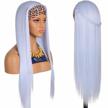 pale blue non lace front wig - fuhsi 22 inch long straight glueless synthetic headband wig for women logo