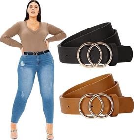 img 4 attached to JASGOOD Double Women Leather Ladies Women's Accessories - Belts