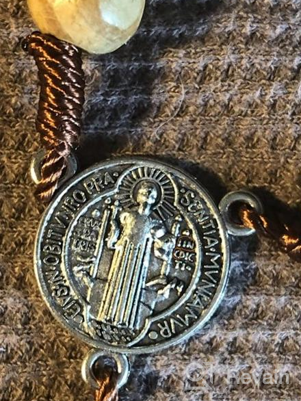 img 1 attached to 📿 COTTVOTT Wood Rosary Beads Necklace - Catholic Saint Benedict Medal Cross Pendant - Prayer Gift review by Brent Shaeffer