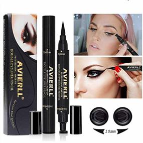 img 1 attached to Vamp Style Wing Eyeliner Stamp - Set Of 2 Dual-Ended Liquid Winged Eye Liner Pens For Flawless Wing Or Cat Eye Look, Sweat And Smudge-Proof, Long-Lasting (10Mm Classic Size)