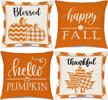 set of 4 18x18 inch fall pillow covers - perfect for thanksgiving, hello pumpkin & buffalo check plaid home decor! logo