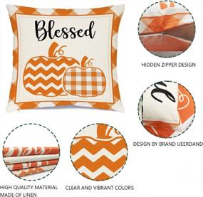 img 2 attached to Set Of 4 18X18 Inch Fall Pillow Covers - Perfect For Thanksgiving, Hello Pumpkin & Buffalo Check Plaid Home Decor!