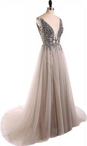 img 2 attached to HONGFUYU Prom Dresses Sexy V-Neck Crystal Beading Open Back Long Evening Gown …