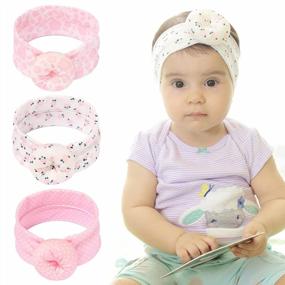 img 4 attached to Soft Headbands For Infants And Baby Girls - Pack Of 3 Hair Accessories With Newborn Hair Bows