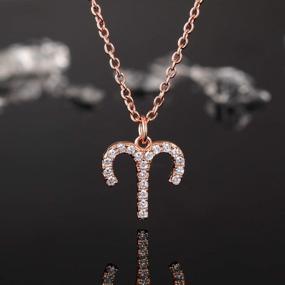 img 1 attached to 18K Rose Gold Plated Zodiac Necklace With Cubic Zirconia Horoscope Constellation Pendant For Women
