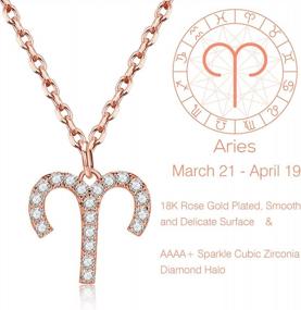 img 3 attached to 18K Rose Gold Plated Zodiac Necklace With Cubic Zirconia Horoscope Constellation Pendant For Women