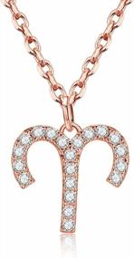 img 4 attached to 18K Rose Gold Plated Zodiac Necklace With Cubic Zirconia Horoscope Constellation Pendant For Women