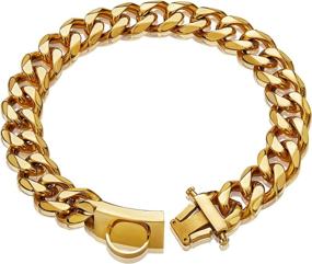 img 4 attached to Lifetime Gold Dog Chain Collar - Chew Proof 18K Cuban Link Metal Collar with Design Secure Buckle - Strong and Heavy Duty for Dogs, Perfect for Walking