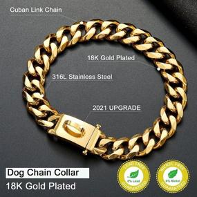 img 2 attached to Lifetime Gold Dog Chain Collar - Chew Proof 18K Cuban Link Metal Collar with Design Secure Buckle - Strong and Heavy Duty for Dogs, Perfect for Walking