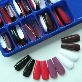 img 1 attached to 100Pc Coffin Press On Nails Long Glossy Full Cover Fake Nails Tips Assorted Colored Artificial Fingernails Manicure Design Decor 5 Colors 10 Sizes Women Teen Girls LoveOurHome