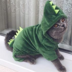 img 2 attached to 🦕 ANIAC Dog Plush Dinosaur Costume: Cute Dino Hoodies for Cats & Small-Medium Dog - Warm Dragon Coat & Jumpsuit for Winter