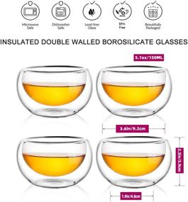 img 3 attached to Ощутите Вкус: Набор из 4 стаканов-рюмок CNGLASS с двойными стенками - идеально подходят для чистого и вкусного азиатского чая и эспрессо!