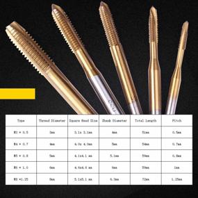 img 3 attached to ATOPLEE Spiral Point Plug Threading Tap ,5Pcs HSS 6542 Titanium Coated Metric Right Hand Thread Taps,M3-M8