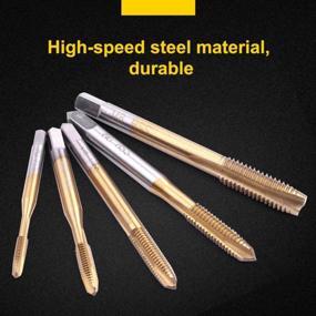 img 1 attached to ATOPLEE Spiral Point Plug Threading Tap ,5Pcs HSS 6542 Titanium Coated Metric Right Hand Thread Taps,M3-M8