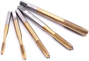 img 4 attached to ATOPLEE Spiral Point Plug Threading Tap ,5Pcs HSS 6542 Titanium Coated Metric Right Hand Thread Taps,M3-M8
