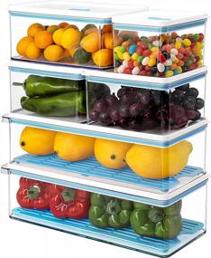 img 4 attached to 6 пакетов складных органайзеров для холодильника и контейнеров для хранения - MineSign прозрачные контейнеры для холодильника с вентилируемыми крышками и дренажем для овощей, фруктов, сохранения салата в морозильнике на кухне.