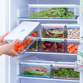 img 2 attached to 6 пакетов складных органайзеров для холодильника и контейнеров для хранения - MineSign прозрачные контейнеры для холодильника с вентилируемыми крышками и дренажем для овощей, фруктов, сохранения салата в морозильнике на кухне.