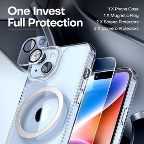img 2 attached to Military Grade IPhone 14 Case [6.1 Inch] With 5 In 1 Protection - Clear, Not Yellowing + 2 Tempered Glass Screen Protector + 2 Camera Lens Protector Shockproof Slim Cover For Apple IPhone 14.
