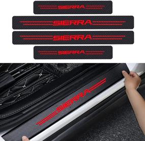 img 4 attached to MAG-AI 4PCS GMC Sierra Door Sill Plate Protectors - Carbon Fiber Scuff Stickers for Sierra