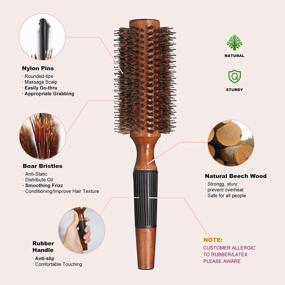 img 3 attached to 2.5 Inch BESTOOL Round Brush - Boar Bristle Hairbrush For Quick Blowout & Add Shine/Volume, Minimize Damage!