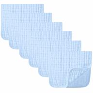 yoofoss baby muslin burp cloths 6 pack, 20''x10'', 100% cotton, super soft and absorbent (blue) logo