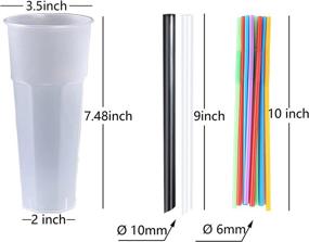 img 3 attached to 🥤 20 Sets of 24oz Plastic Cups with Lids and Straws - Thickened Frosted Cups, Flat Lids, Long Flexible Straws, and Thick Straws