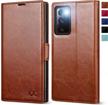 pu leather wallet case for samsung galaxy note 20 5g 6.7 inch with card holders, rfid blocking & kickstand function - brown logo