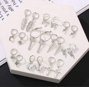 img 2 attached to 20 Pairs Butterfly Star Cute Small Hoop Earrings For Women And Girls By Funtopia