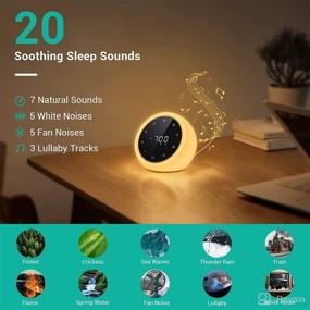 img 3 attached to Fitniv White Noise Machine с будильником и таймером, 20 звуков с высокой четкостью, 7 цветных ночных светильников для детей, полное сенсорное управление, функция памяти, подключаемый звуковой аппарат для сна для детей и взрослых.