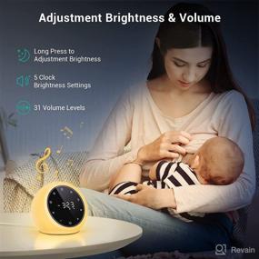 img 1 attached to Fitniv White Noise Machine с будильником и таймером, 20 звуков с высокой четкостью, 7 цветных ночных светильников для детей, полное сенсорное управление, функция памяти, подключаемый звуковой аппарат для сна для детей и взрослых.