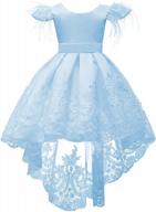 белое платье для девочки с вышивкой кружева и атласным бантом для конкурсов, вечеринок и свадебных церемоний. для возраста от 1 до 10 лет. логотип
