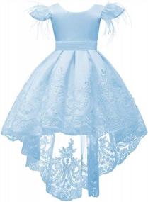 img 4 attached to White Lace Embroider Bowknot Flower Girl Dresses For Pageant Party Wedding Gowns Ages 1-10