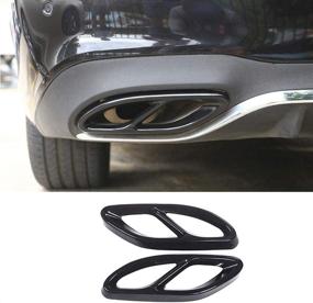 img 4 attached to 🚗 Black Car Rear Bumper Cylinder Exhaust Pipe Decorate Cover for Mercedes-Benz A B C E CLA GLC GLE GLS Class W205 W213 X253 - Enhance Car Exterior with Mufflers, Exhaust Pipe Cover