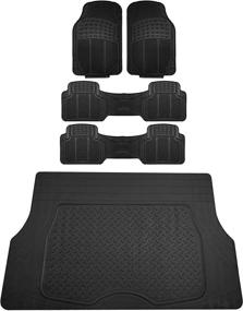 img 4 attached to 🚗 FH Group Climaproof™ Trimmable Vinyl Floor Mats with Cargo Liner - Universal Fit for Cars, Trucks and SUVs (Black) F11306-F16401: Non-Slip Protection for All 3 Rows