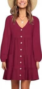 img 3 attached to Polka Dot V-Neck Button Dress: The Perfect Summer Casual Wear For Women.