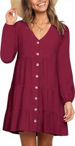 img 4 attached to Polka Dot V-Neck Button Dress: The Perfect Summer Casual Wear For Women.