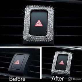 img 1 attached to Bling Bling Car Interior Accessories Hazard Warning Light Button Decals Frame Cover Trim Sticker Compatible For Honda 10Th Gen Civic 2016 2017 2018 2019 2020 2021