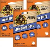 triple-pack of clear gorilla permanent double-sided adhesive dots - 150 pieces each, 0.5" diameter logo