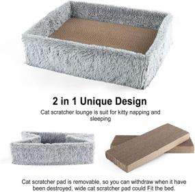 img 1 attached to 🐱 PrimePets 2 in 1 Cat Scratcher Lounge: Removable Cardboard, Reversible Scratching Pad, Cat Box Bed | Corrugated Board, Catnip Included