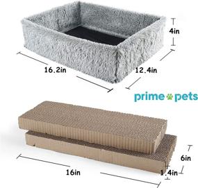 img 2 attached to 🐱 PrimePets 2 in 1 Cat Scratcher Lounge: Removable Cardboard, Reversible Scratching Pad, Cat Box Bed | Corrugated Board, Catnip Included